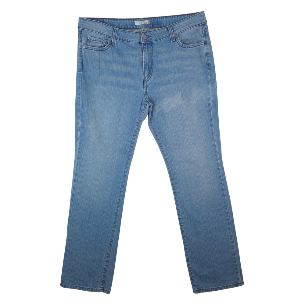 Vtg Levis 545 Low Straight Jeans Womens 16M Light Wash‎ Blue Stretch Denim Y2K